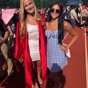 light blue and white dress